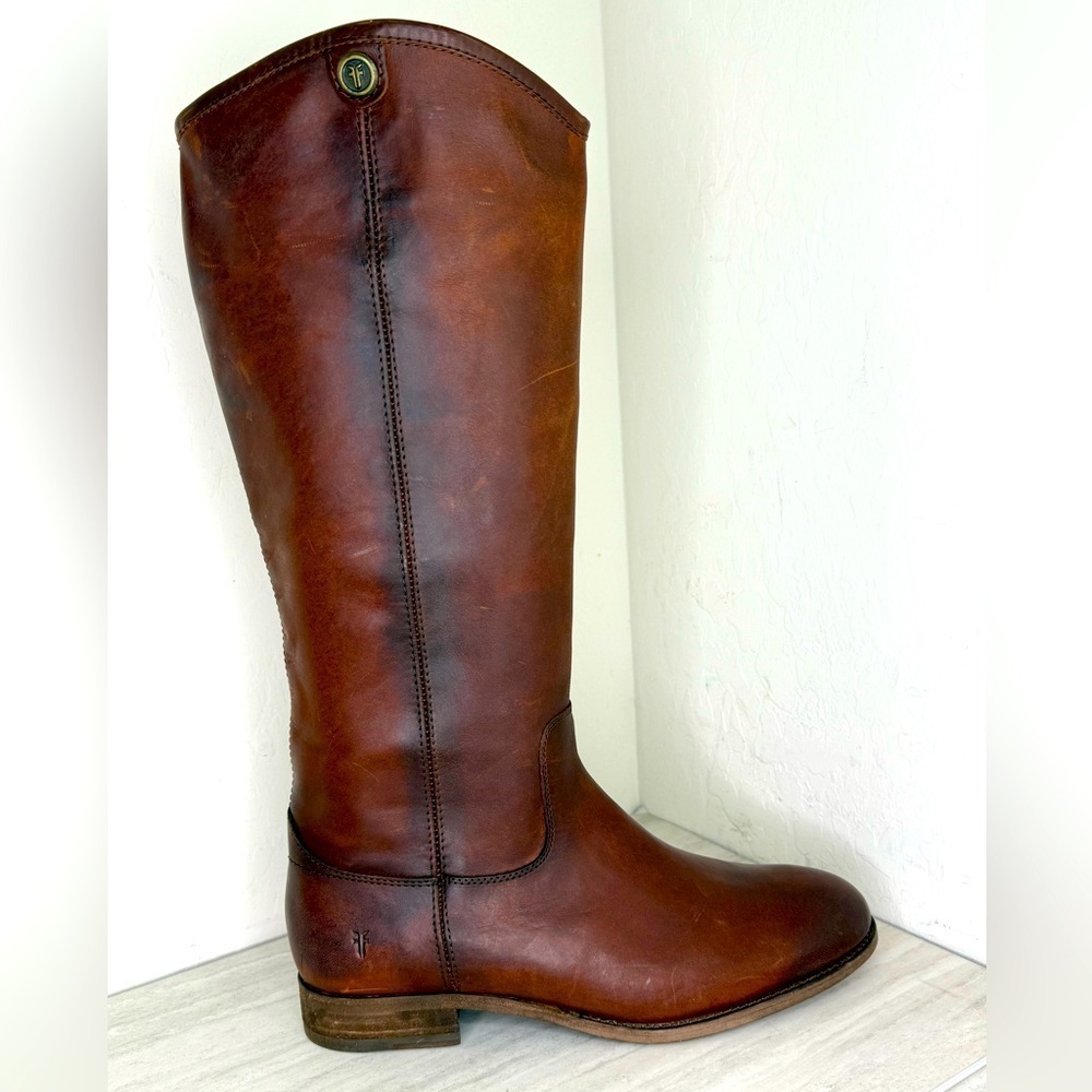 NEW FRYE MELISSA BUTTON 2 Cognac Leather Women’s Size 9.5B - Picture 3 of 8